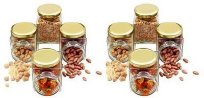 Machak Glass Grocery Container  - 280 ml(Pack of 8, Gold)