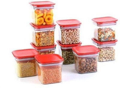 Machak Plastic Grocery Container  - 600 ml(Pack of 12, Red)