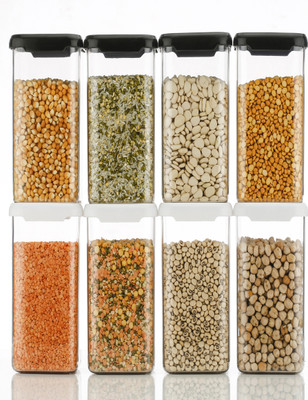 CLOUDHEAD Plastic Grocery Container  - 1500 ml(Pack of 8, Multicolor)