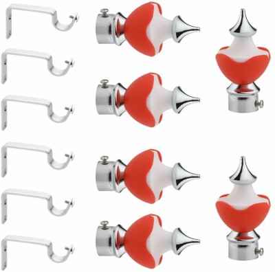 Floway Silver, Red Rod Rail Bracket, Curtain Knobs Metal(Pack of 12)