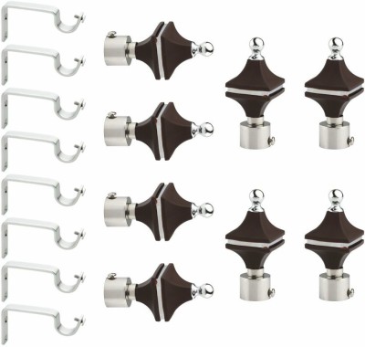 Carlos Silver, Black Rod Rail Bracket, Curtain Knobs Metal(Pack of 16)