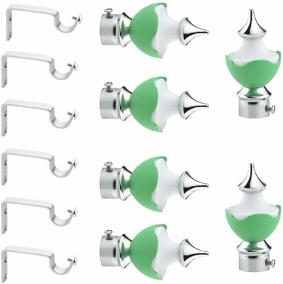 Inkart Green Rod Rail Bracket, Curtain Knobs Metal(Pack of 12)