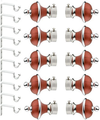GLOXY Silver, Maroon Rod Rail Bracket, Curtain Knobs, Curtain Hooks, Curtain Rods Metal(Pack of 20)