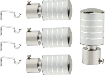 GLOXY Silver, Grey Rod Rail Bracket, Curtain Knobs, Curtain Hooks, Curtain Rods Metal(Pack of 8)
