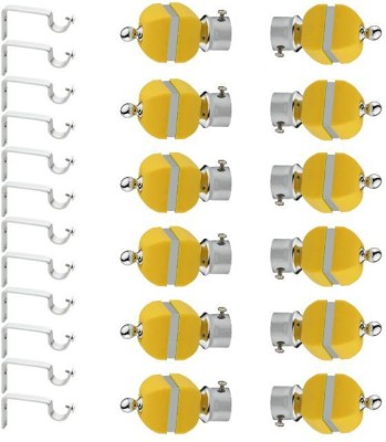 Floway Silver, Yellow Rod Rail Bracket, Curtain Knobs Metal