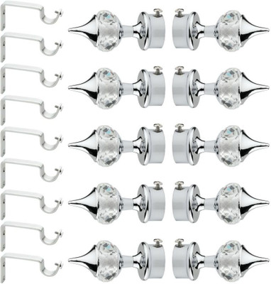 UiK Silver Rod Rail Bracket, Curtain Knobs Metal(Pack of 20)