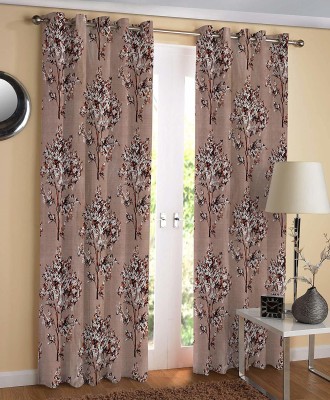 PRINCE HANDLOOM 212 cm (7 ft) Polyester Door Curtain (Pack Of 2)(Printed, Brown)