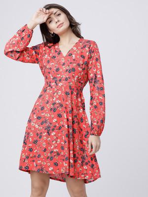 Tokyo Talkies Women A-line Red Above Knee/Mid Thigh Length Dress