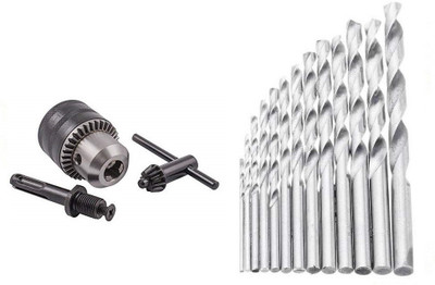 Qualigen 13mm drill chuck key heavy duty with Adapter and 13pc HSS drill set