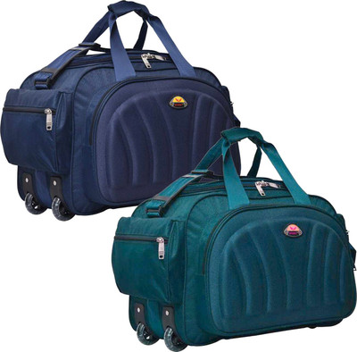 sky spirit (Expandable) NEW STYLISH SET OF 2 DUFFEL BAG tuff quality 40L with two roller wheels Duffel With Wheels (Strolley)