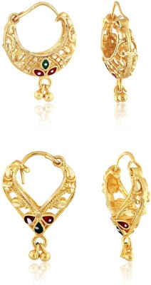 TANVI J Gold Plated Bali Bouti Earrings Combo Copper Stud Earring