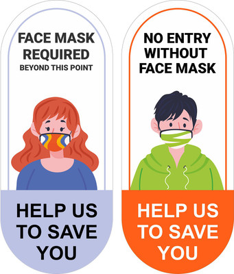 Techfit Face Mask Required, Beyond This Point, No Entry Without Face Mask, Help Us to Save You Emergency Sign