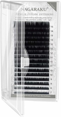 Nagaraku Eyelash Extensions Individual Faux Mink Classic 7-15mm Mix Tray Matte Black Soft Natural 16 rows Mixed In One Tray False Eyelash (0.07mm Thickness, J Curl)(Pack of 1)