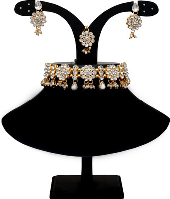 Padmavati Alloy Gold-plated White Jewellery Set(Pack of 1)