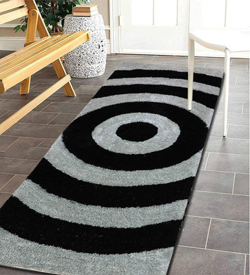 EDEN INDIA Polyester Floor Mat(BLACK GREY, Medium)