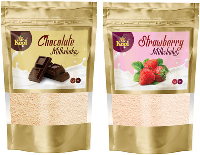 Mr.Kool Chocolate & Strawberry Flavor Milkshake Powder | Instant Milk Drink Mix Combo Pack 100g Each (Chocolate & Strawberry)(2 x 100 g)
