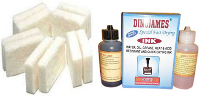 dinojames Fast Drying Ink 100ml & ink pad(pack of 10pc)  Office Set(Black, White)