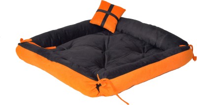 RK PRODUCTS Reversible Soft Velvet Export Quality beds For Dog and Cat 4 L Pet Bed(Black, Orange)