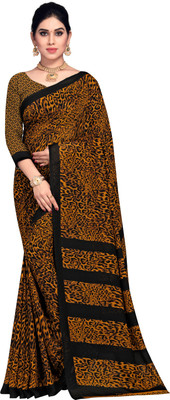 kashvi sarees Printed Daily Wear Georgette Saree(Brown)