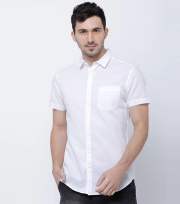 ASHRAFI Men Solid Party White Shirt