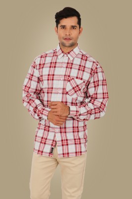 Shirt Theory Men Checkered Casual Red, White Shirt