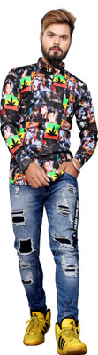 ASHRAFI Men Graphic Print Party Multicolor Shirt