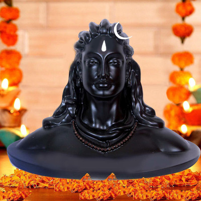 Shv Adiyogi God Adiyogi Bhagwan Shiv Ji Shiv Ji Dhyan Shiv Idol Shiv Ji Decorative Showpiece  -  13 cm(Polyresin, Black)