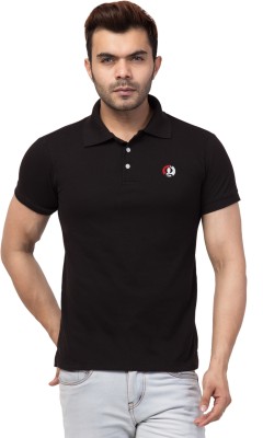 GS Enterprises Solid Men Polo Neck Black T-Shirt
