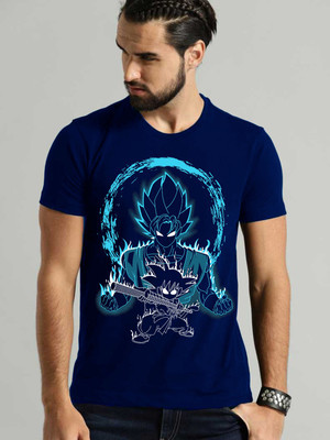 VIKCLIQUE Printed Men Round Neck Blue T-Shirt