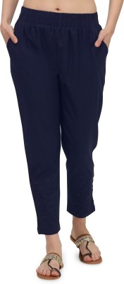 SWEATTIRE Slim Fit Women Blue Trousers