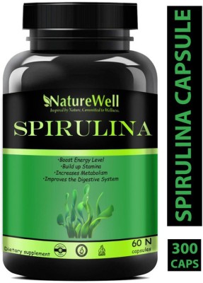 Naturewell Spirulina Powder Capsules Ultra for Men & Women (300N)(5 x 60 No)