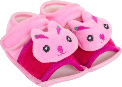 Neska Moda 6 To 12 Months Baby Boys & Girls Velvet Baby Sandal Booties(Toe to Heel Length - 12 cm, Baby Pink, Rani)