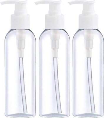 FUTURA MARKET Pump Dispenser Bottle for Lotion/Cream/Liquid/Shampoo/Hand wash Bathroom 100 ml Bottle(Pack of 3, Clear, Plastic)