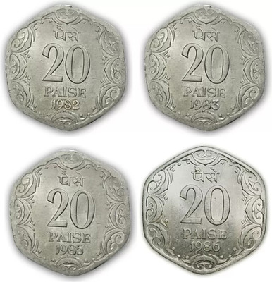 jaya collection 20 Paise mix years coin Modern Coin Collection(4 Coins)