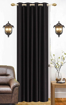 Galaxy Home Decor 153 cm (5 ft) Window Polyester Semi Transparent Curtain Single Curtain(Black, Plain)