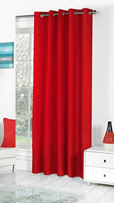 Galaxy Home Decor 274 cm (9 ft) Long Door Polyester Semi Transparent Curtain Single Curtain(Red, Plain)