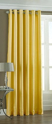 Galaxy Home Decor 274 cm (9 ft) Long Door Polyester Semi Transparent Curtain Single Curtain(Yellow, Plain)
