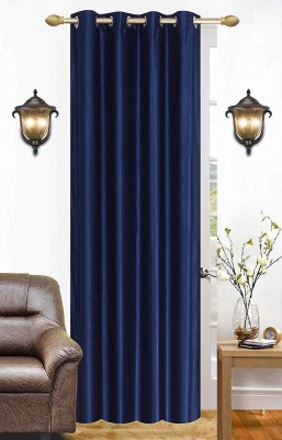 kiara Creations 214 cm (7 ft) Polyester Semi Transparent Door Curtain Single Curtain(Plain, Blue)