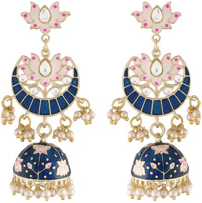 I Jewels 18K Gold Plated Traditional Handcrafted Enamelled Jhumki Earrings Alloy Jhumki Earring