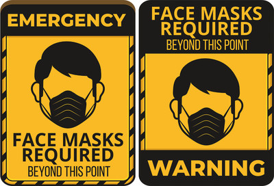 Techfit Face Mask Required, Beyond This Point, Emergency Warning Emergency Sign