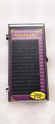 Nagaraku 16 Rows Faux mink individual eyelash lashes for professionals soft mink eyelash extension False Eyelash (Thickness 0.12mm/12mm Length, C curl)(Pack of 1)