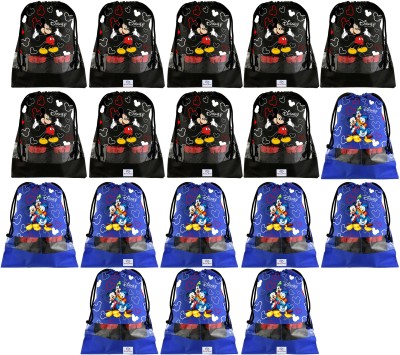 Heart Home Designer Portable Travel Shoe Bags Dust-proof Shoe Organizer Space Saving Storage Bags, Disney Print (Set of 18,Black & Royal Blue) -HS_35_HEARTH18090 HS_35_HEARTH018090(Black & Royal Blue)