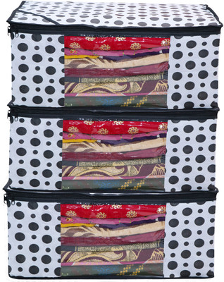 Fancy Walas Presents Presents non woven saree cover storage bags for clothes With primum quality saree cover fancy saree cover with zip combo offer low price & cloth organizer for wardrobe FW408_WHITE_PK03(White)