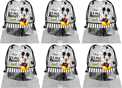 Heart Home Designer Portable Travel Shoe Bags Dust-proof Shoe Organizer Space Saving Storage Bags, Disney Mickey Print (Set of 6,Grey) -HS_35_HEARTH17988 HS_35_HEARTH017988(Grey)