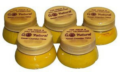 JAINFAM Go Natural Chandan Kesar Tilak for Holi Pooja, Chandan Tika Paste of 25 Gm Holi Color Paste Pack of 5(25GM EACH)