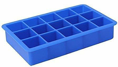 ANADI Silicone Ice Cube Tray Large Size Mould 15 Perfect Ice Cubes Ice Cube Maker Blue Silicone Ice Cube Tray(Pack of1)