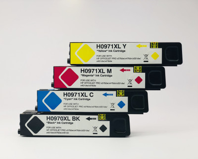 UV 970 XL Black & 971 XL Cyan, Magenta & Yellow Ink Cartridge Combo Black + Tri Color Combo Pack Ink Cartridge UV 970 XL Black & 971 XL Cyan, Magenta & Yellow Ink Cartridge Combo Black + Tri Color Combo Pack Ink Cartridge