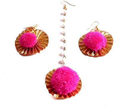 BDS CREATIONS Fabric Pink Jewellery Set(Pack of 1)