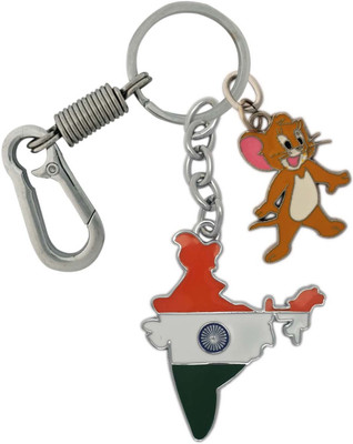 SHOKY LOOKS Indian Map style design with locking lock and Red Jerry Mouse style key chain also Perfect way for carrying your Car, Bike, Home, Office keys in style also it’s a Creative Gift Key Chain