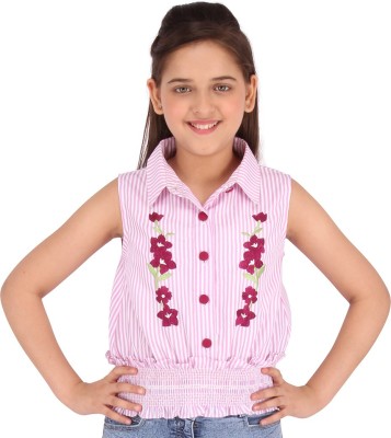 Cutecumber Girls Casual Polyester Top(Pink, Pack of 1)